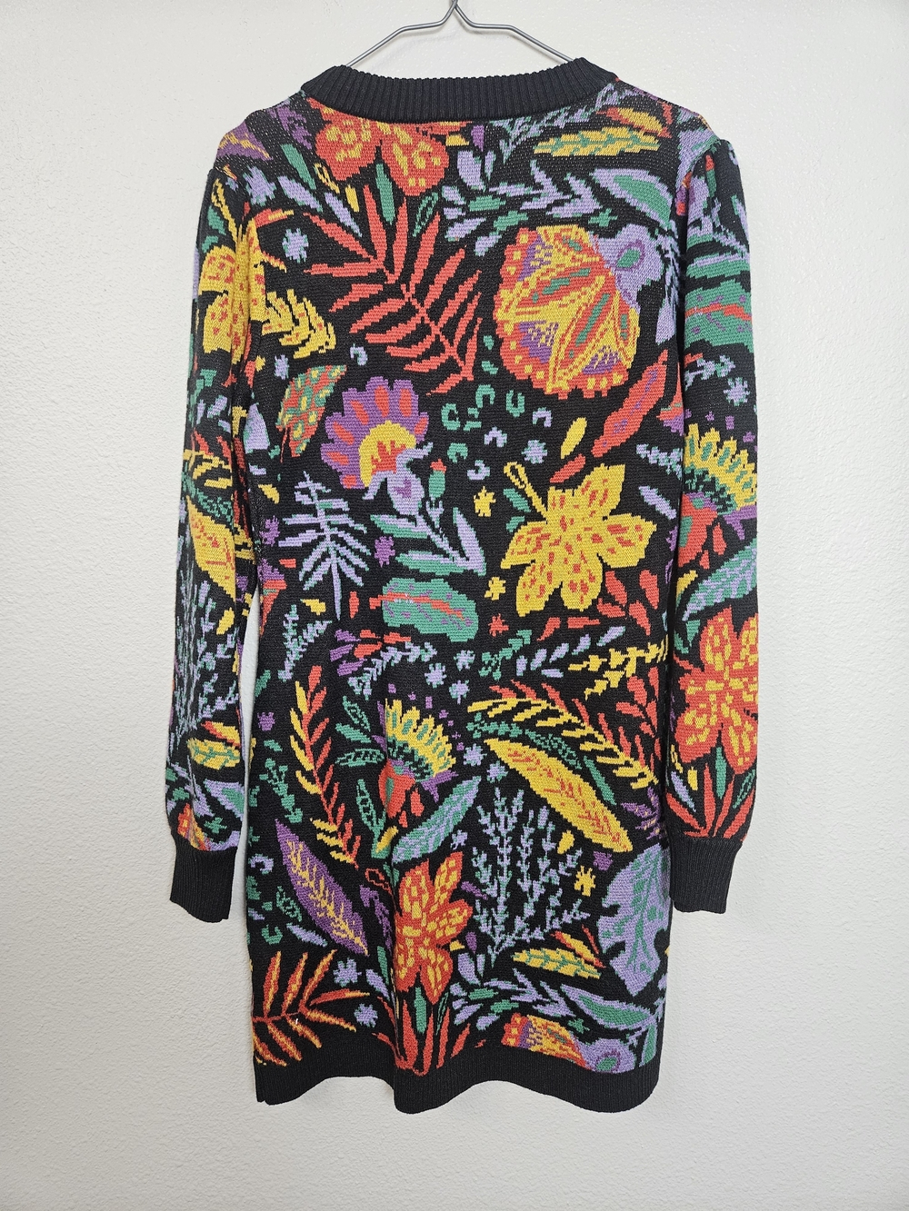 Fate Black Floral Knit Mini Dress with Multicolor Blooms - Picture 3 of 6